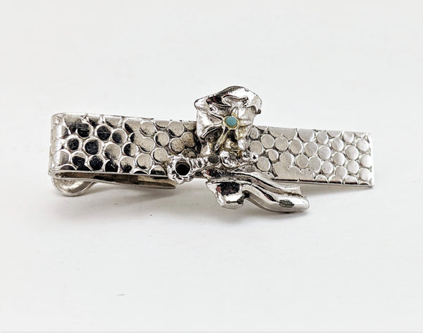 Vintage Sterling Silver Tie Clip with Harlequin Pattern