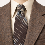 1970s Wide Brown Knit Tie Men's Vintage Disco Era Woven Textured Polyester Wide Necktie Made in ITALY