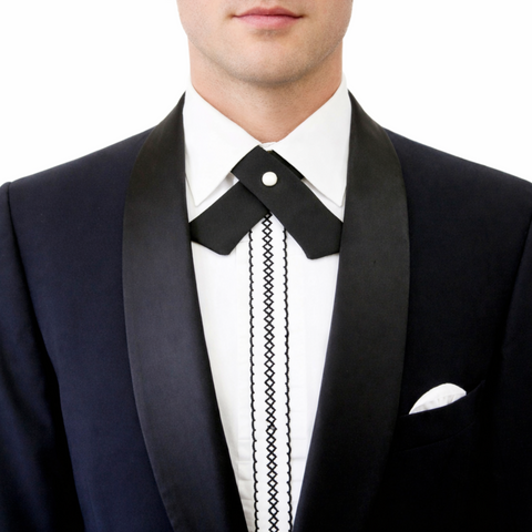 1 Vintage Men's Western Tie or Continental Bow Tie Black Crossover Pearl Snap Rockabilly Bowtie