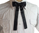 Vintage Black Satin Western Bow Tie Mid Century Cowboy Style Colonel Sanders Bowtie Country Western Rockabilly Formal Necktie