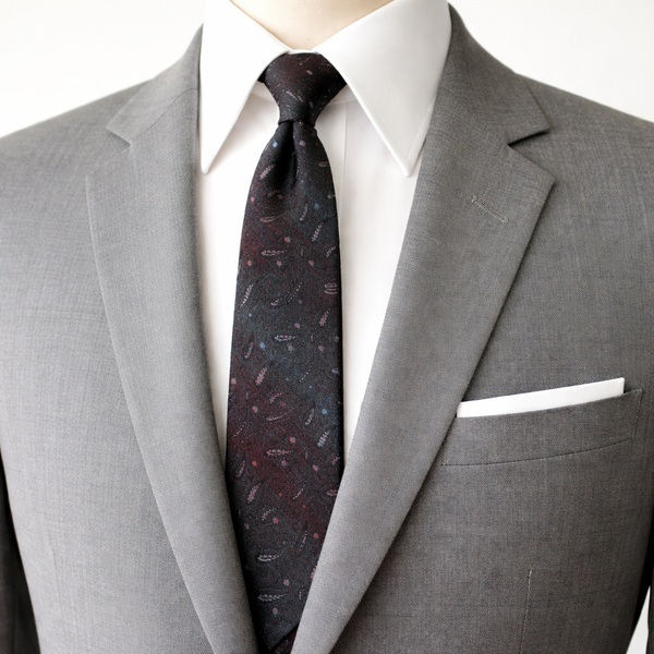1950s-60s Mod Black Paisley Tie Mad Men Era Skinny Narrow Mid Century Modern Sharkskin Men's Vintage Necktie by Wembley