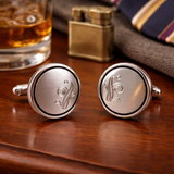 1960s ANSON Floral Cufflink Set Silver Tone Metal Etched Mad Men Mid Century Men's Vintage Cufflinks by Anson