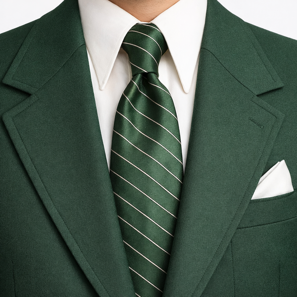 1970s Esquire Wide Striped Tie Men's Vintage Disco Era Green & White Striped Polyester Necktie