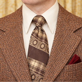 1970s WIDE Plaid Tie Men's Vintage Brown & Tan 100% Polyester Disco Era JCPenney Towncraft Necktie