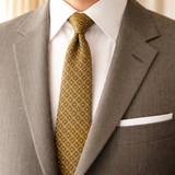 1950s-60s Knit Polyester Tie Mad Men Era Narrow Mid Century Green Yellow Imported Polyester Men's Vintage Necktie by GRENADA