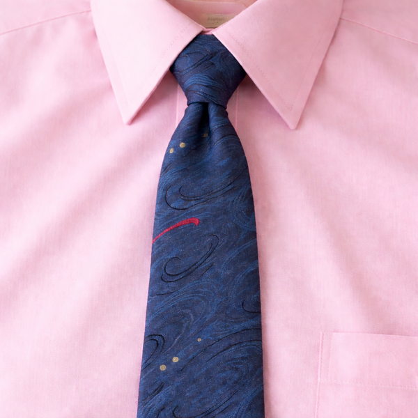 1980s Blue Skinny Tie Narrow Shiny Woven Blue Men's Vintage 80s Necktie with abstract designs INSIGNIA by Martin Wong