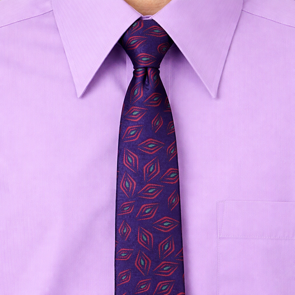 1980s Purple Skinny Tie Narrow Shiny Woven Men's Vintage 80s Necktie with abstract designs by elaan