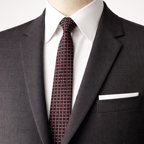 1950s Superba Tie Mad Men Era Mid Century Modern Skinny Black, Brown & White Men's Vintage Necktie with geometric dot design by SUPERBA