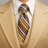 1970s Wide Tie Disco Era Gold, Silver, Copper & Brown Striped Men's Vintage 100% Dacron Polyester Necktie
