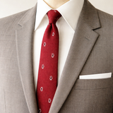 1950s-60s Skinny Red Paisley Tie Mad Men Era Mid Century Rust Red Paisley Narrow Men's Vintage Necktie