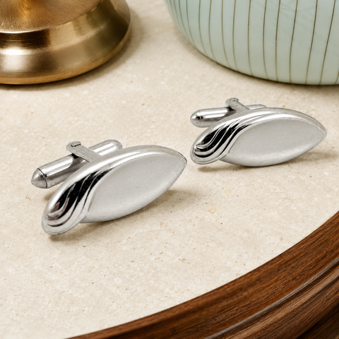 1960s SWANK Eye Cufflinks Mid Century Modern Mad Men Era Modernist Silver Tone Metal Men's Vintage Cufflink Set by SWANK