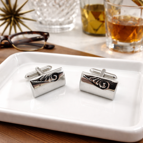 1950s-60s SWANK Cufflinks Large Silver Tone Metal Men's Vintage Cufflink Set by SWANK