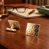 1950s-60s SWANK Cufflinks Large Mid Century Modern Mad Men Era Modernist Square Gold Tone Metal Men's Vintage Cufflink Set by SWANK