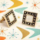1960s SWANK Mother-of-Pearl Cufflinks Men's Mid Century Modern Vintage Gold Tone Cufflink Set by SWANK