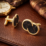 1960s SWANK Alligator Cufflinks Mid Century Modern Men's Vintage Gold Tone Cufflink Set with brown alligator leather inserts by SWANK