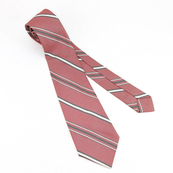 1950s Superba Tie Mad Men Era Mid Century Modern Skinny Red, Gray & White 100% Dacron Men's Vintage Necktie with diagonal stripes by SUPERBA
