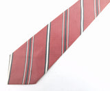 1950s Superba Tie Mad Men Era Mid Century Modern Skinny Red, Gray & White 100% Dacron Men's Vintage Necktie with diagonal stripes by SUPERBA
