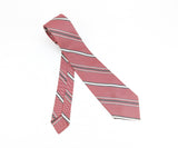 1950s Superba Tie Mad Men Era Mid Century Modern Skinny Red, Gray & White 100% Dacron Men's Vintage Necktie with diagonal stripes by SUPERBA