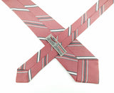 1950s Superba Tie Mad Men Era Mid Century Modern Skinny Red, Gray & White 100% Dacron Men's Vintage Necktie with diagonal stripes by SUPERBA