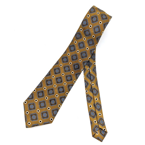 1960s Skinny Mod Necktie Mad Men Era Narrow Mid Century Modern Men's Vintage Gold & Blue Woven Tie Wemlon by Wembley