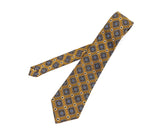 1960s Skinny Mod Necktie Mad Men Era Narrow Mid Century Modern Men's Vintage Gold & Blue Woven Tie Wemlon by Wembley