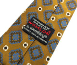 1960s Skinny Mod Necktie Mad Men Era Narrow Mid Century Modern Men's Vintage Gold & Blue Woven Tie Wemlon by Wembley