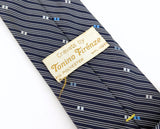 1960s-70s Mod ITALIAN Blue Polyester Tie Mad Men Era Skinny Narrow Mid Century Modern Men's Vintage Necktie Cravats by Tonino Firenze