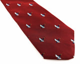 1970s Super Wide Duck Tie Men's Vintage Red Disco Era Necktie with Blue and White Flying Mallard Ducks Designs