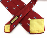 1970s Super Wide Duck Tie Men's Vintage Red Disco Era Necktie with Blue and White Flying Mallard Ducks Designs