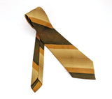 1960s Mod Gold and Brown Tie Mad Men Era Mid Century Modern Striped Men's Vintage Polyester Necktie