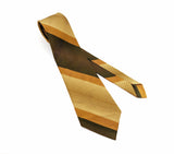 1960s Mod Gold and Brown Tie Mad Men Era Mid Century Modern Striped Men's Vintage Polyester Necktie