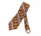 1970s Egyptian Tie Super Wide Brown, Orange & Purple Men's Vintage Disco Era Necktie with Woven Egyptian figures by Brittania