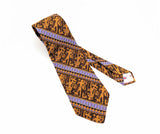 1970s Egyptian Tie Super Wide Brown, Orange & Purple Men's Vintage Disco Era Necktie with Woven Egyptian figures by Brittania