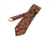 1970s Wide Brown Tie Men's Vintage Disco Era Polyester Necktie with Printed Foulard Designs