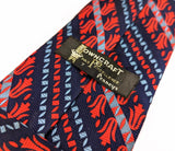 1970s WIDE Towncraft Penney's Tie Men's Vintage Blue & Red Polyester Disco Era Necktie