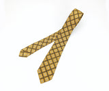 1960s Skinny Mod Necktie Mad Men Era Narrow Mid Century Modern Men's Vintage Gold & Blue Woven Tie 5th Avenue Cravat RESILIENT CONSTRUCTION