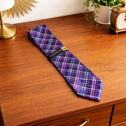 1990s Unworn COUNTESS MARA Tie Wide Men's Vintage Purple & Blue 100% SILK Necktie New with Tags