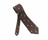 1970s Men's Polo Player Tie Vintage Men's Disco Era Brown Silk & Polyester necktie with woven Polo Players on Horses Designs by Briar