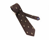 1970s Men's Polo Player Tie Vintage Men's Disco Era Brown Silk & Polyester necktie with woven Polo Players on Horses Designs by Briar