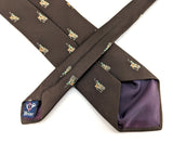 1970s Men's Polo Player Tie Vintage Men's Disco Era Brown Silk & Polyester necktie with woven Polo Players on Horses Designs by Briar