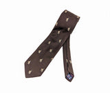 1970s Men's Polo Player Tie Vintage Men's Disco Era Brown Silk & Polyester necktie with woven Polo Players on Horses Designs by Briar