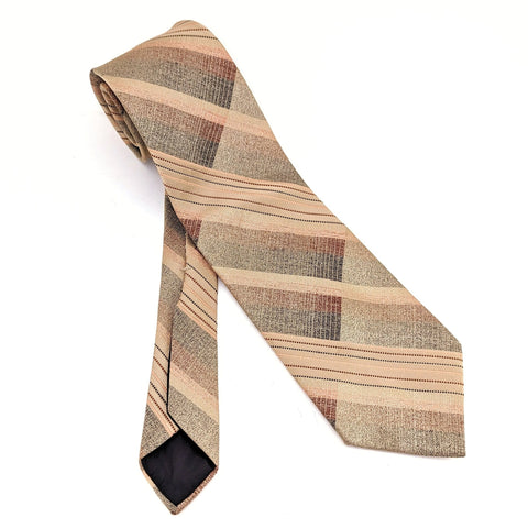 1970s Wide Brown Floral Wembley Tie Men's Vintage Disco Era Brown Textured Polyester Necktie Wemlon Fabric by Wembley