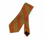 1970s Disco Era Wide Men's Necktie Vintage Orange, Gold & Brown Dacron Polyester Striped Tie by The Custom Tie