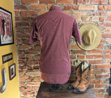 1980s Vintage Red Plaid Western Shirt Men's Cowboy Style Short Sleeve Pearl Snap Shirt by Ruddock Shirts - Size MEDIUM