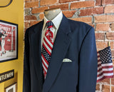 1970s Navy Blue Suit Jacket Men's Vintage 2 Button Blazer / Sport Coat Tailored in U.S.A. - Size 46 (XL)
