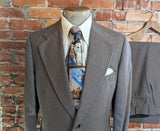1970s 2 Piece Brown Striped Suit Men's Vintage Jacket / Sport Coat & Pants / Trousers Bradmore for Woolf Brothers - Size 42 (LARGE)