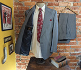 1976 2 Piece Men's Suit Vintage Disco Era Gray Polyester Suit Jacket / Sport Coat / Blazer and Pants by Graham & Gunn - Size 44 (LARGE)