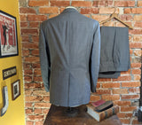 1976 2 Piece Men's Suit Vintage Disco Era Gray Polyester Suit Jacket / Sport Coat / Blazer and Pants by Graham & Gunn - Size 44 (LARGE)