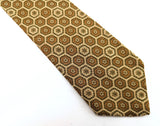 1960s-70s Mod Silk Blend Tie Mad Men Era Mid Century Modern Gold and Green Men's Vintage Silk & Polyester Necktie by American Macclesfield