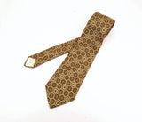1960s-70s Mod Silk Blend Tie Mad Men Era Mid Century Modern Gold and Green Men's Vintage Silk & Polyester Necktie by American Macclesfield